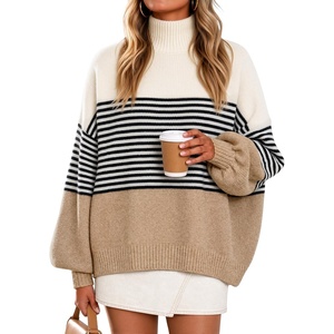 image:imageZESICA Womens Fall Winter Long Sleeve Turtleneck Oversized SweatersKhaki