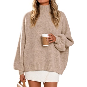 image:imageZESICA Womens Fall Winter Long Sleeve Turtleneck Oversized SweatersOatmeal