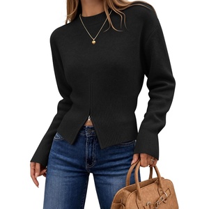image:imageZESICA Womens Fall Zipper Pullover Sweaters 2026 Cozy Ribbed Knit TopsBlack
