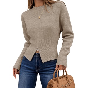 image:imageZESICA Womens Fall Zipper Pullover Sweaters 2026 Cozy Ribbed Knit TopsOatmeal