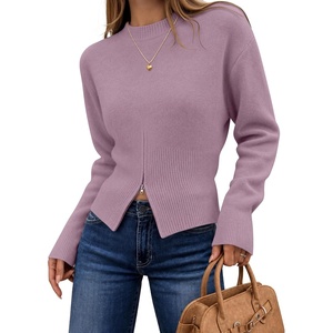 image:imageZESICA Womens Fall Zipper Pullover Sweaters 2026 Cozy Ribbed Knit TopsPurple