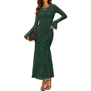 image:imageZESICA Womens Long Sleeve Floral Lace Cocktail Wedding Guest Maxi DressesDarkgreen