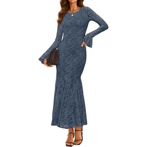 image:imageZESICA Womens Long Sleeve Floral Lace Cocktail Wedding Guest Maxi DressesDustyblue
