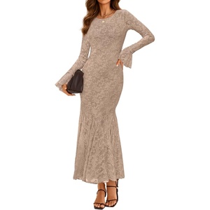 image:imageZESICA Womens Long Sleeve Floral Lace Cocktail Wedding Guest Maxi DressesKhaki