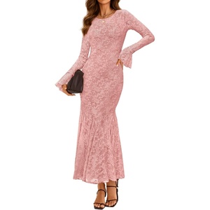 image:imageZESICA Womens Long Sleeve Floral Lace Cocktail Wedding Guest Maxi DressesPink