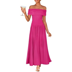 image:imageZESICA Womens Off Shoulder A Line Wedding Guest Maxi DressRose