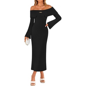 image:imageZESICA Womens Off The Shoulder Fall Sweater DressBlack