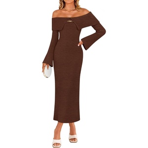 image:imageZESICA Womens Off The Shoulder Fall Sweater DressCaramel