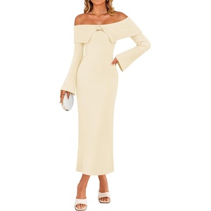 image:imageZESICA Womens Off The Shoulder Fall Sweater DressCream