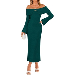 image:imageZESICA Womens Off The Shoulder Fall Sweater DressDarkgreen
