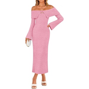 image:imageZESICA Womens Off The Shoulder Fall Sweater DressPink