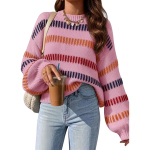 image:imageZESICA Womens Striped Fall Winter Sweaters Oversize Cozy Casual Work OutfitPink