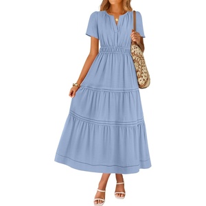 image:imageZESICA Womens Summer Casual Short Sleeve Boho Midi DressBlue