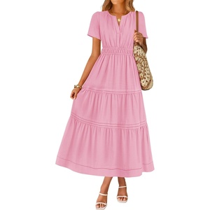 image:imageZESICA Womens Summer Casual Short Sleeve Boho Midi DressPink