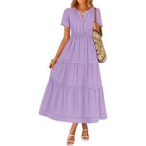 image:imageZESICA Womens Summer Casual Short Sleeve Boho Midi DressPurple