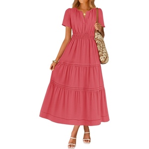 image:imageZESICA Womens Summer Casual Short Sleeve Boho Midi DressWatermelon