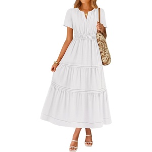 image:imageZESICA Womens Summer Casual Short Sleeve Boho Midi DressWhite