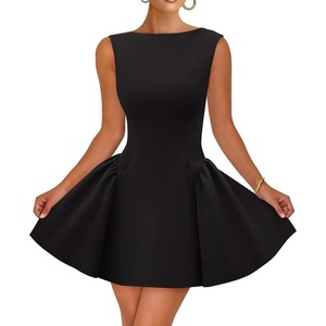 image:imageZESICA Womens Summer Sleeveless Boat Neck Cocktail Mini DressBlack