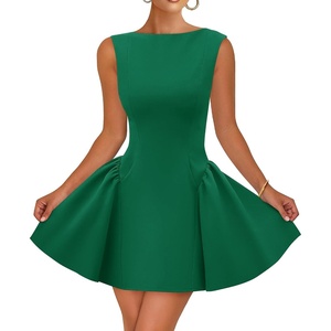 image:imageZESICA Womens Summer Sleeveless Boat Neck Cocktail Mini DressGreen