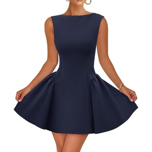 image:imageZESICA Womens Summer Sleeveless Boat Neck Cocktail Mini DressNavy