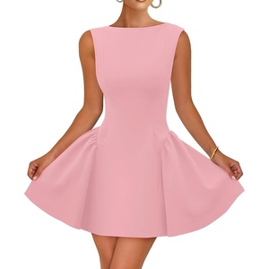 image:imageZESICA Womens Summer Sleeveless Boat Neck Cocktail Mini DressPink