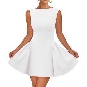 image:imageZESICA Womens Summer Sleeveless Boat Neck Cocktail Mini DressWhite