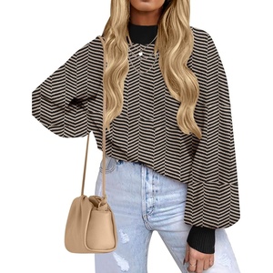 image:imageZESICA Womens Turtleneck Oversized Sweaters 2026 Fall OutfitsBrownstripe