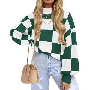 image:imageZESICA Womens Turtleneck Oversized Sweaters 2026 Fall OutfitsDarkgreenplaid