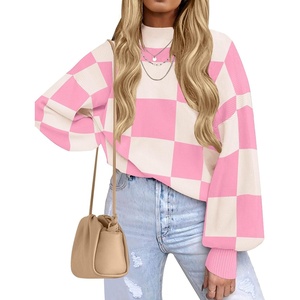 image:imageZESICA Womens Turtleneck Oversized Sweaters 2026 Fall OutfitsPinkplaid
