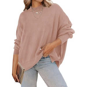 image:imageZESICA Womens Winter Oversized Striped Ribbed Knit SweaterAlmond