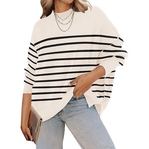 image:imageZESICA Womens Winter Oversized Striped Ribbed Knit SweaterApricotstripe