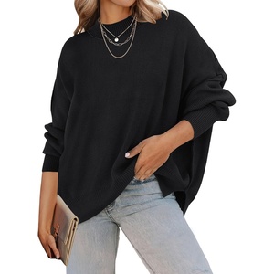 image:imageZESICA Womens Winter Oversized Striped Ribbed Knit SweaterBlack