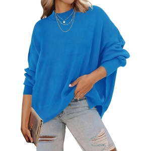 image:imageZESICA Womens Winter Oversized Striped Ribbed Knit SweaterBrightblue