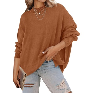 image:imageZESICA Womens Winter Oversized Striped Ribbed Knit SweaterCaramel
