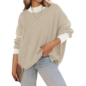 image:imageZESICA Womens Winter Oversized Striped Ribbed Knit SweaterGreyapricot
