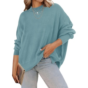 image:imageZESICA Womens Winter Oversized Striped Ribbed Knit SweaterLake