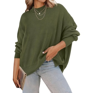 image:imageZESICA Womens Winter Oversized Striped Ribbed Knit SweaterOlive