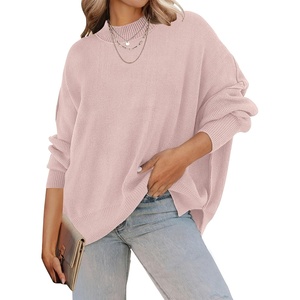 image:imageZESICA Womens Winter Oversized Striped Ribbed Knit SweaterPink