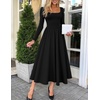 image:imageZESICA Fall Long Sleeve Dress for Women 2026 Elegant Classy Midi DressesBlack