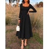 image:imageZESICA Fall Long Sleeve Dress for Women 2026 Elegant Classy Midi DressesBlack