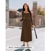 image:imageZESICA Fall Long Sleeve Dress for Women 2026 Elegant Classy Midi DressesBrown