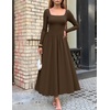 image:imageZESICA Fall Long Sleeve Dress for Women 2026 Elegant Classy Midi DressesBrown