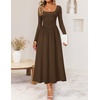 image:imageZESICA Fall Long Sleeve Dress for Women 2026 Elegant Classy Midi DressesBrown
