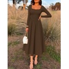 image:imageZESICA Fall Long Sleeve Dress for Women 2026 Elegant Classy Midi DressesBrown