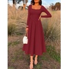 image:imageZESICA Fall Long Sleeve Dress for Women 2026 Elegant Classy Midi DressesBurgundy
