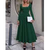 image:imageZESICA Fall Long Sleeve Dress for Women 2026 Elegant Classy Midi DressesDarkgreen