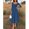 image:imageZESICA Fall Long Sleeve Dress for Women 2026 Elegant Classy Midi DressesDusty Blue