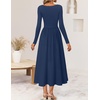 image:imageZESICA Fall Long Sleeve Dress for Women 2026 Elegant Classy Midi DressesNavy