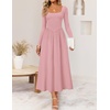 image:imageZESICA Fall Long Sleeve Dress for Women 2026 Elegant Classy Midi DressesPink