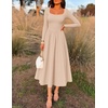 image:imageZESICA Fall Long Sleeve Dress for Women 2026 Elegant Classy Midi DressesSand